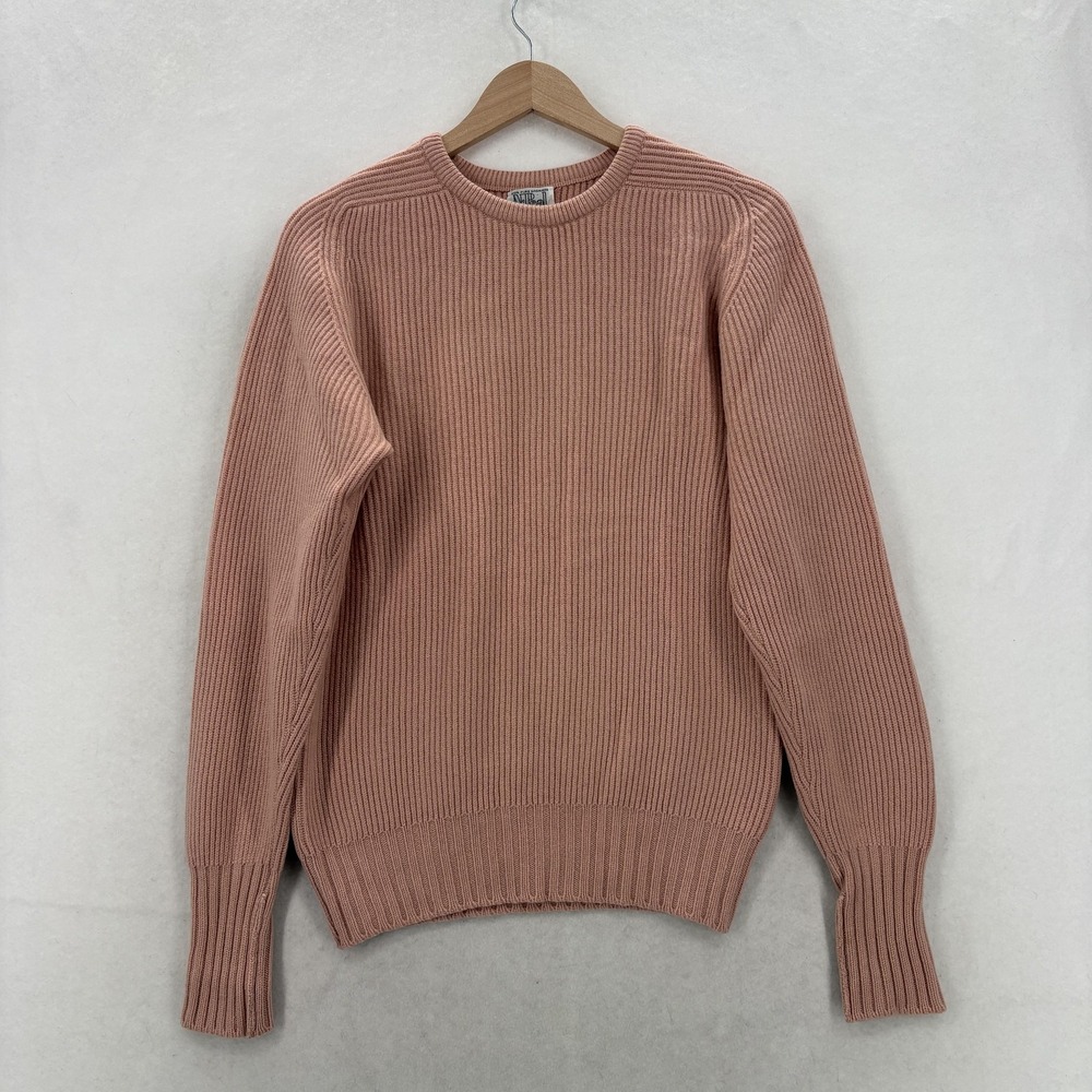 N.Peal Sweater Womens Medium Pink 100% Cashmere Crew Neck Ribbed Knit Scotland